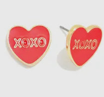 “XOXO” Red & Gold Heart/Valentines Earrings