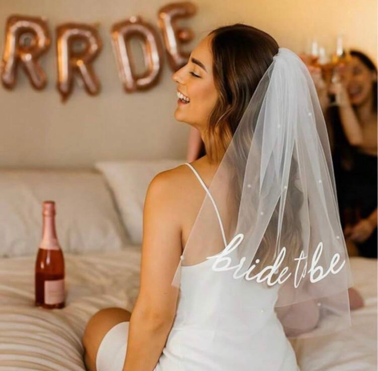 White Bride to Be- Bachelorette Veil