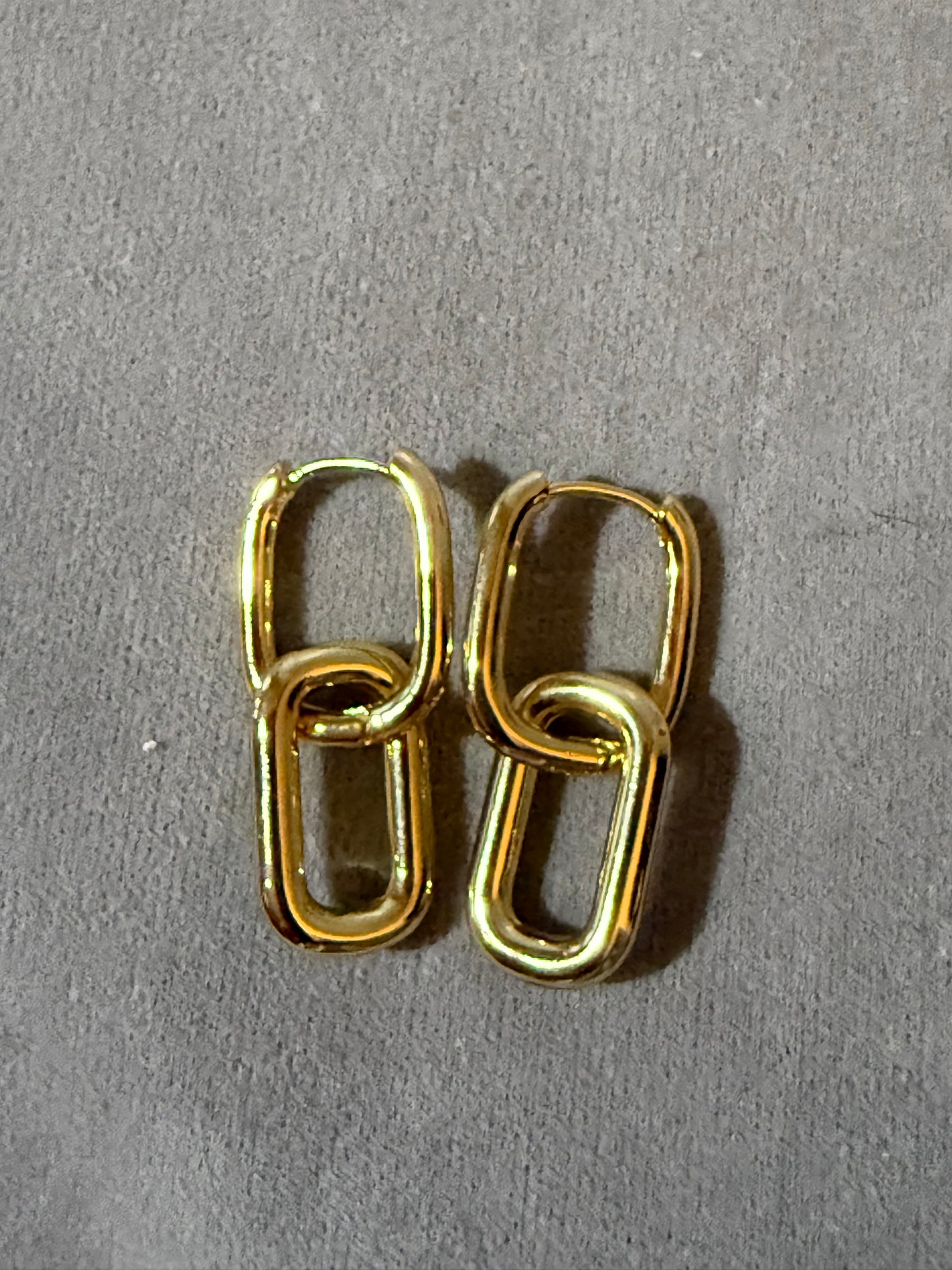 Gold Double Chain Link Drop Huggie Earrings