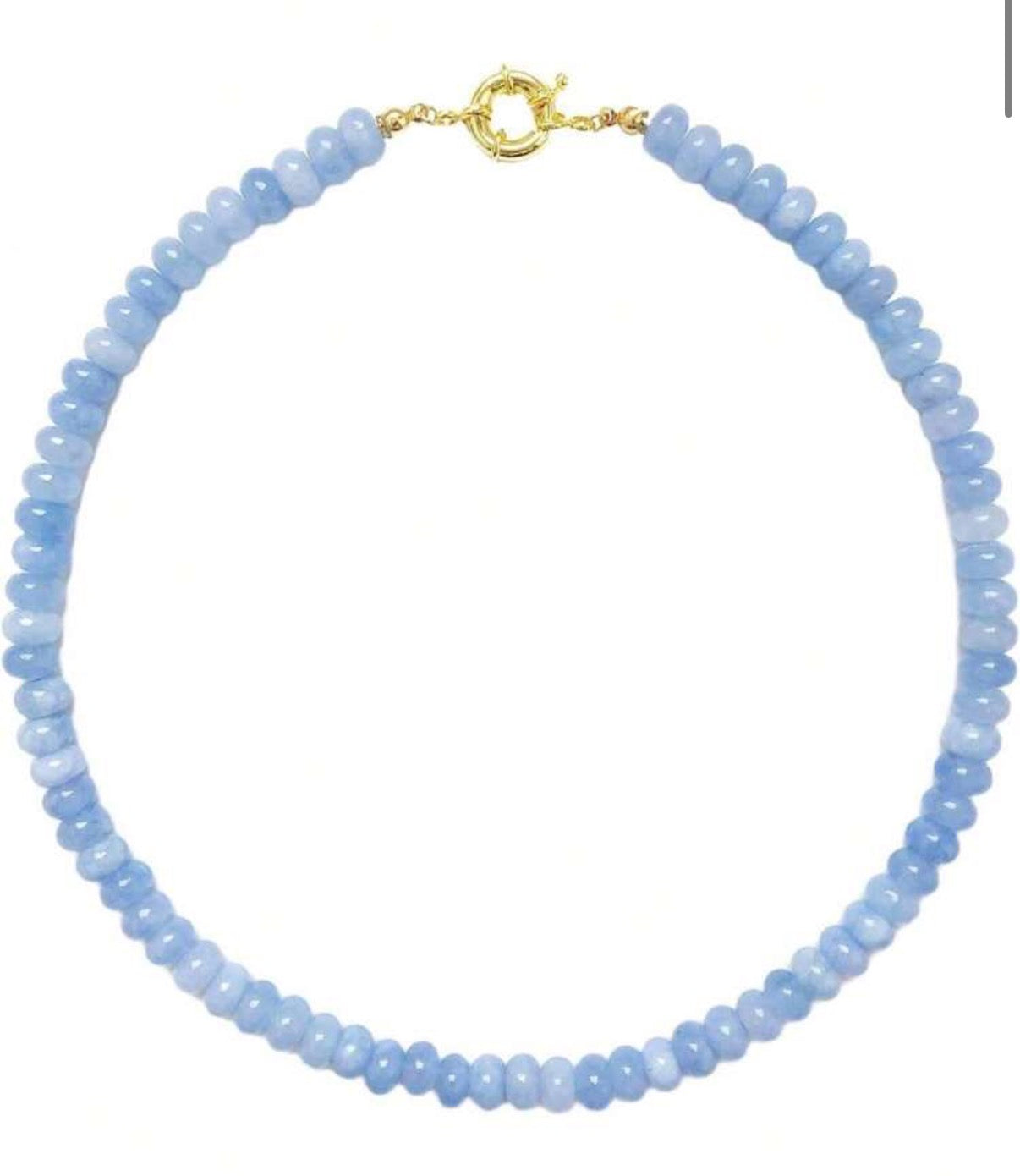 Blue Beaded Gemstone Boho Choker Necklace