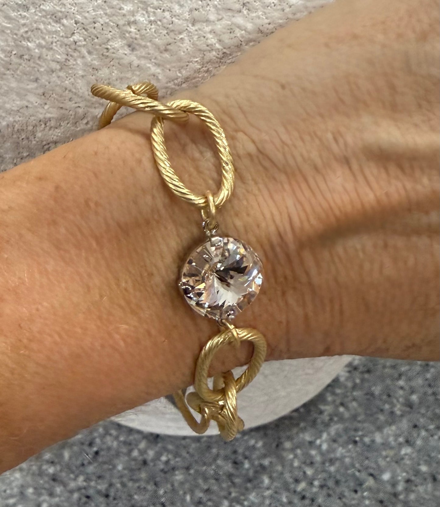 Chunky Gold Chain Link Bracelet with Swarovski Crystal