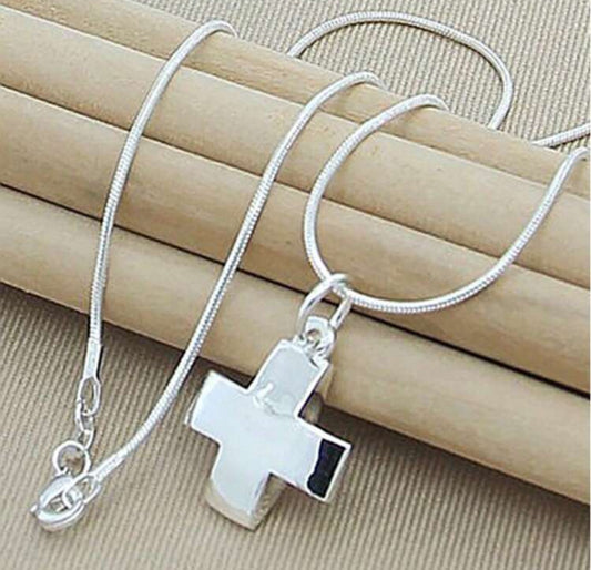 16” Sterling Silver Necklace with Cross Pendant