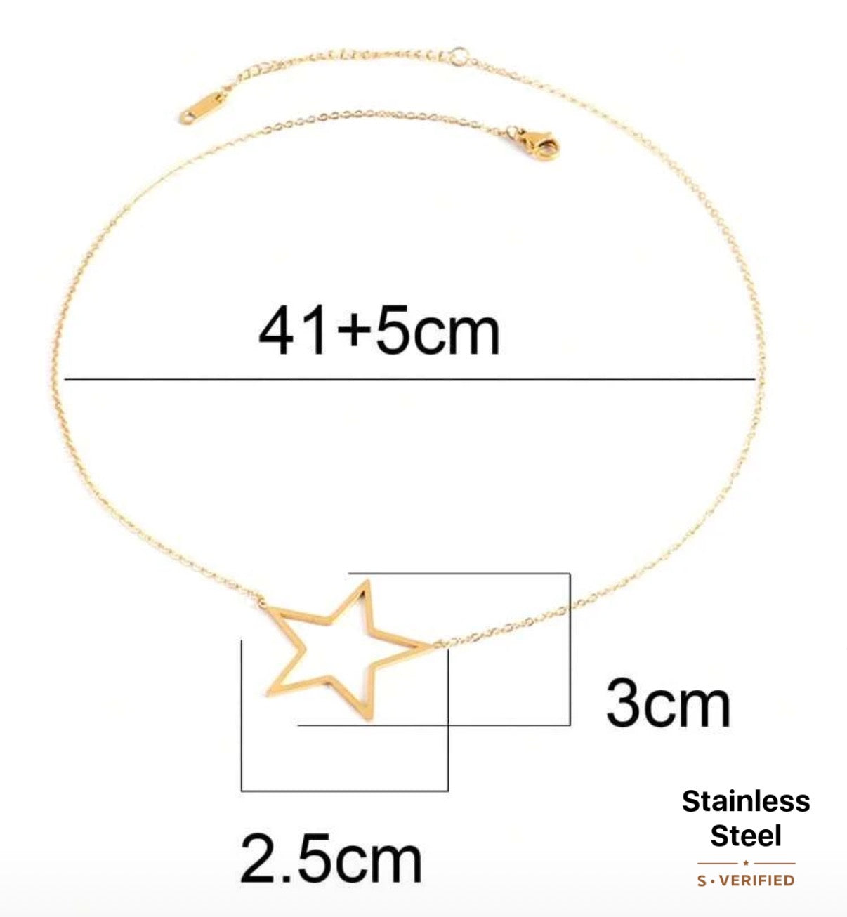 Gold Open Star Necklace
