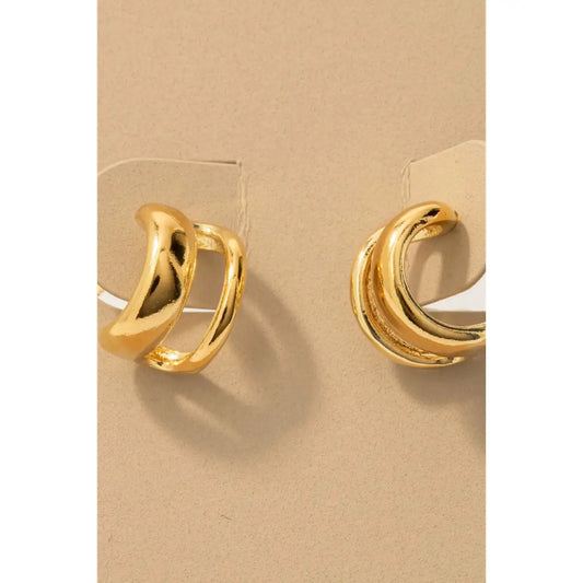 Gold Dipped Wide Layered Hoop Earrings