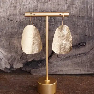 Gold Elongated Shield Minimalist Earrings