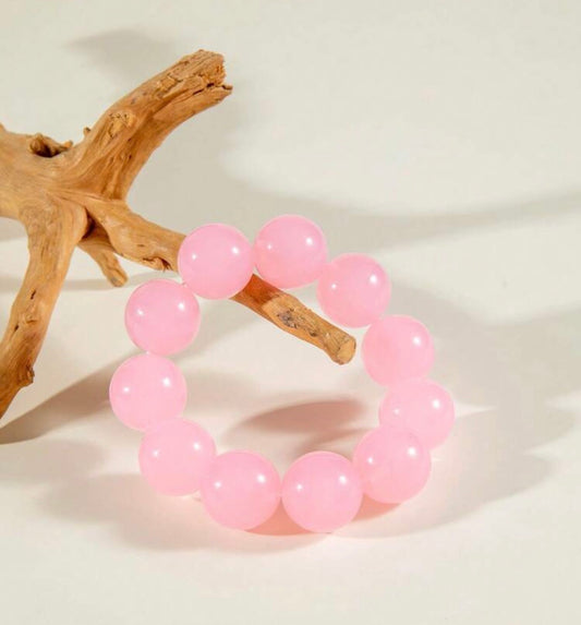 Fun, Stylish & Chic Bohemian Candy-Colored Acrylic Beaded Stretch Bracelet (Pink Sunset)