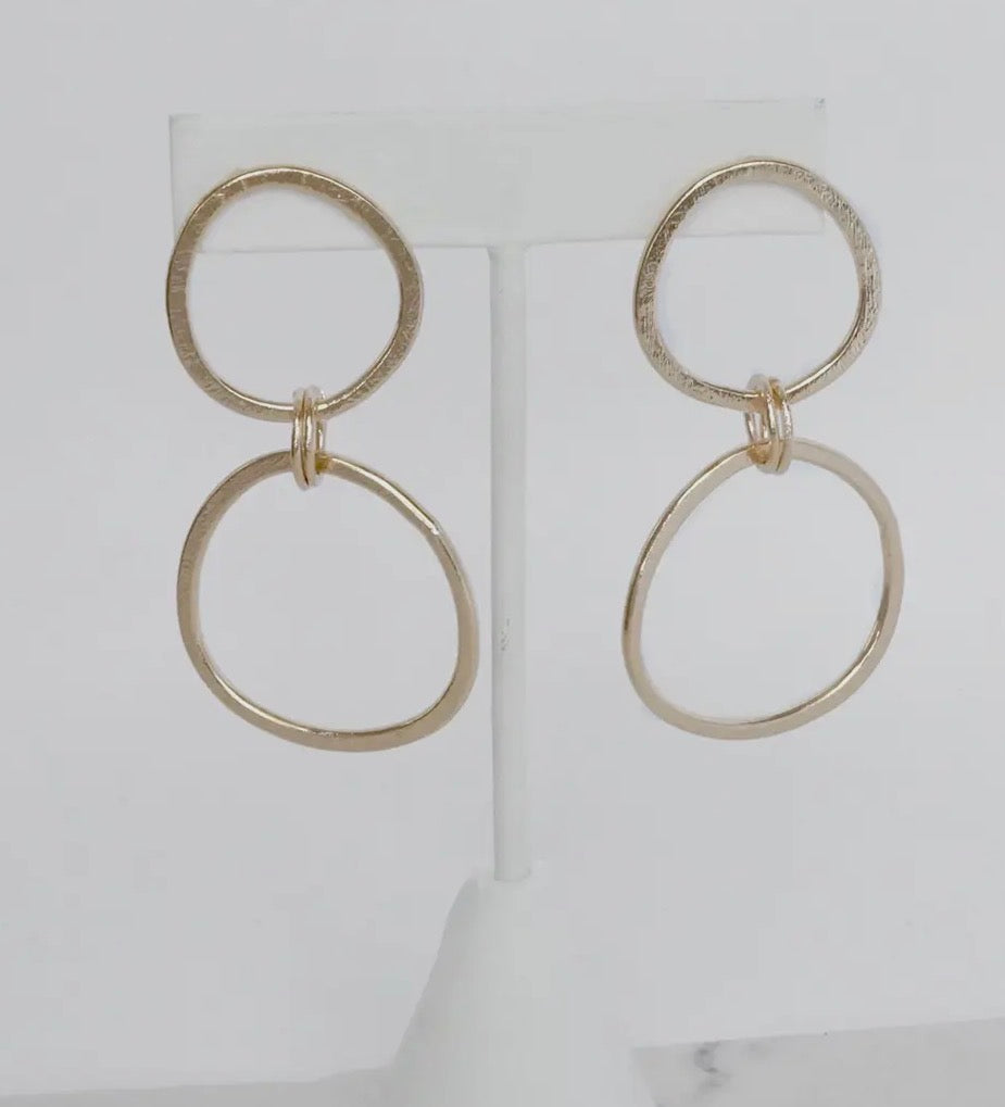 2 Hoop Worn Gold Boho Hoop/Dangle Earrings