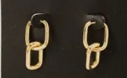 Gold Double Chain Link Drop Huggie Earrings