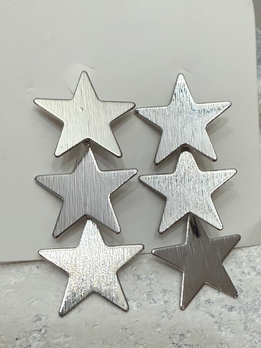 Silver Triple Star Dangle Earrings