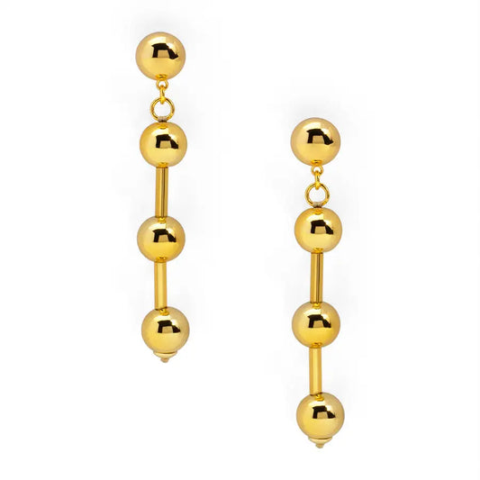 Gold Metal Beaded/Ball Drop Earrings