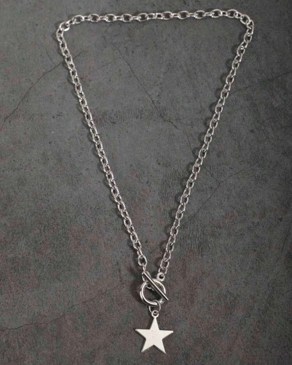 Silver Toggle Chain Necklace with Silver Star Pendant