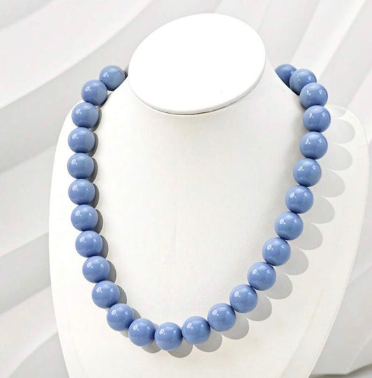 Periwinkle Blue Sky Beaded Necklace