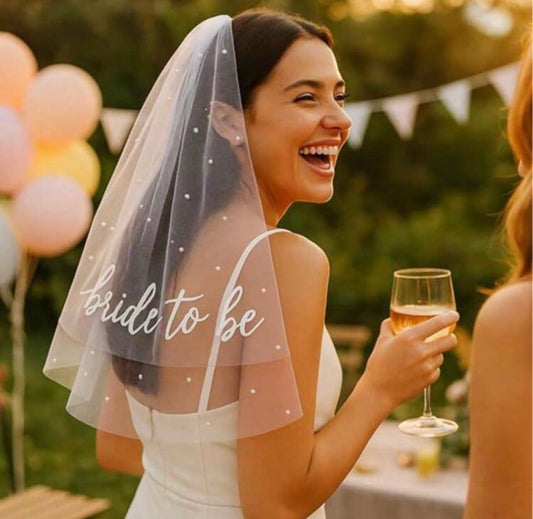 White Bride to Be- Bachelorette Veil