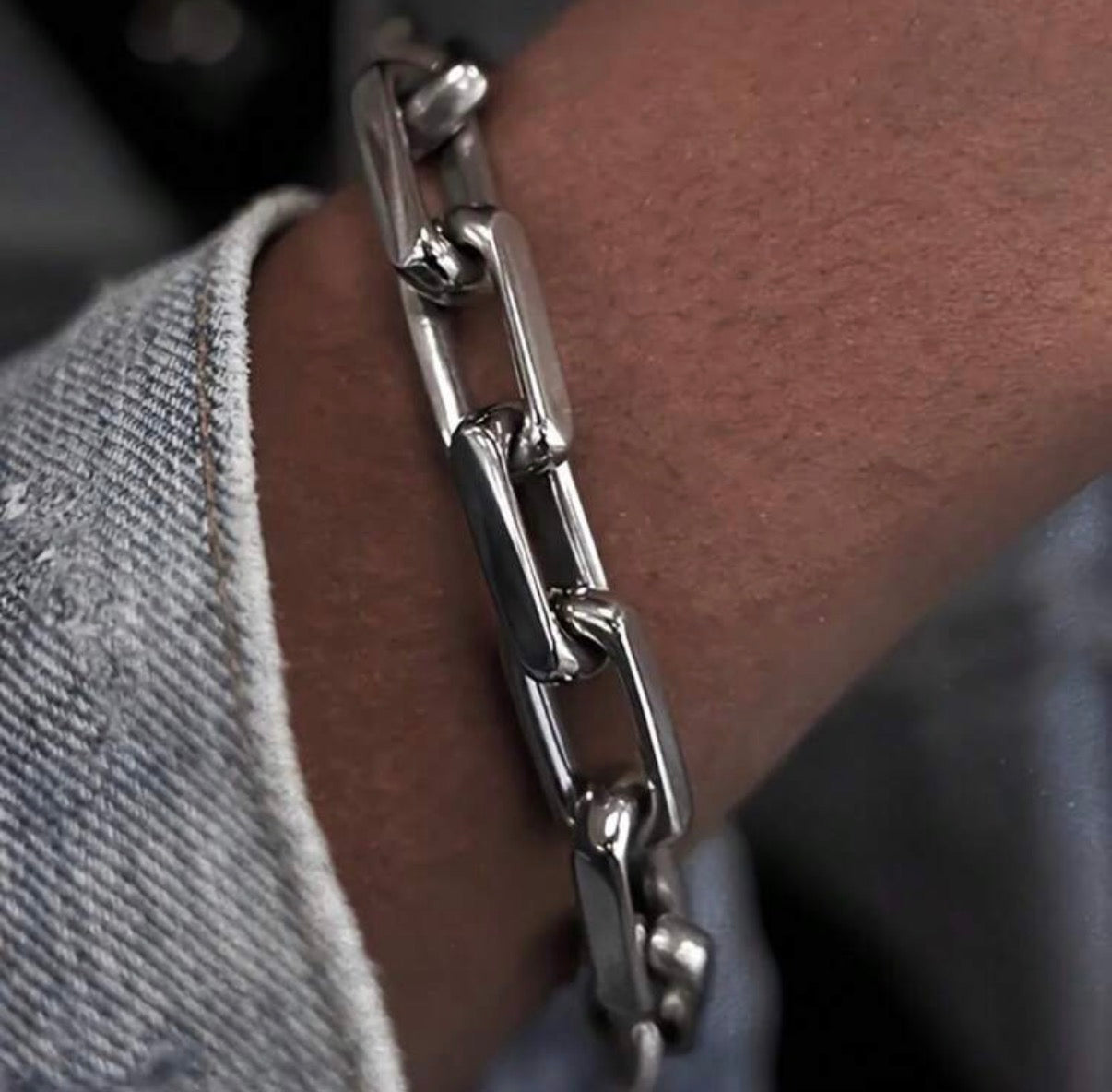 Men’s 7.5” Titanium Steel Thick Cuban Chain Toggle Bracelet