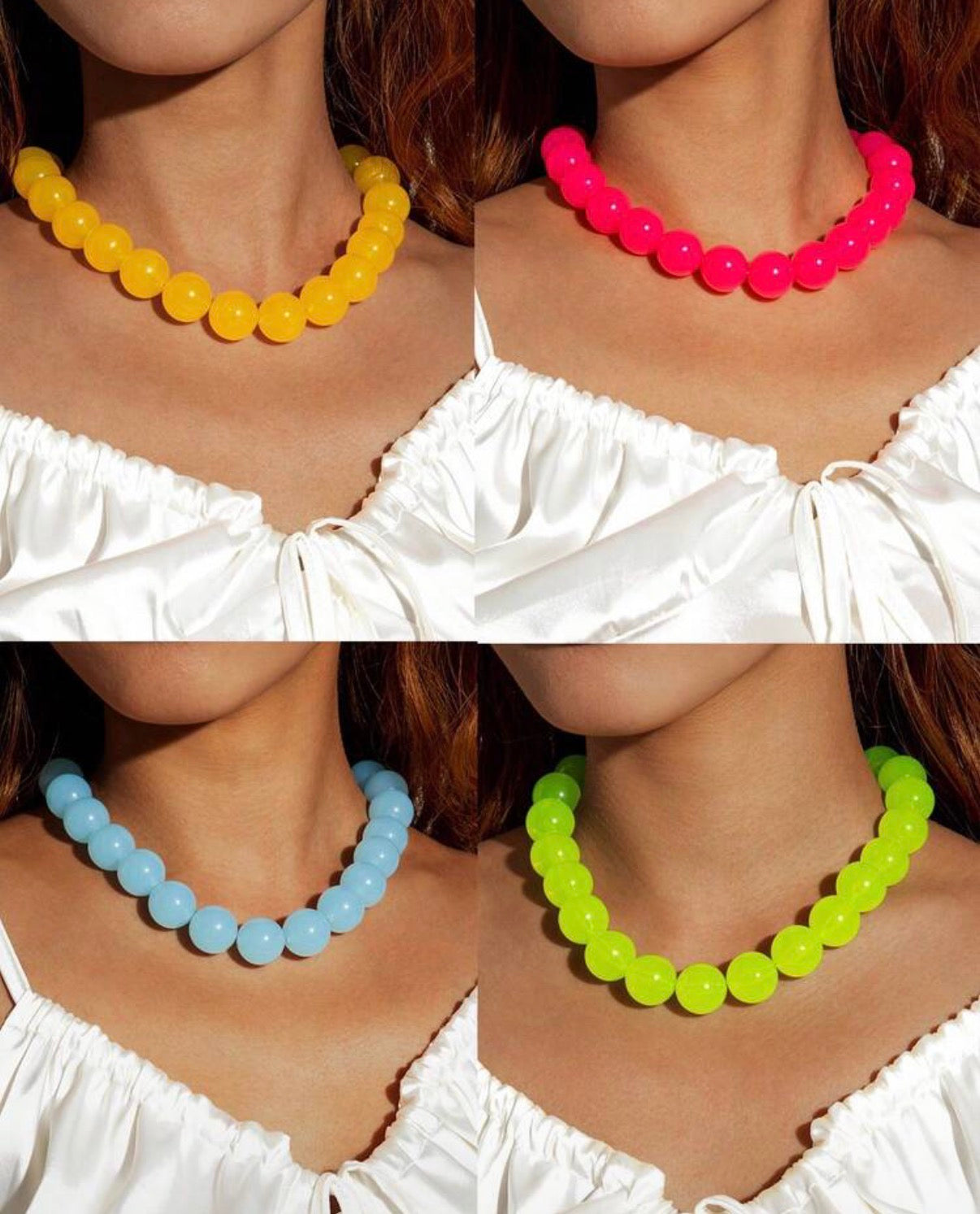 Fun, Stylish & Chic Bohemian Candy-Colored Acrylic Beaded Necklace (Orange Creamsicle)
