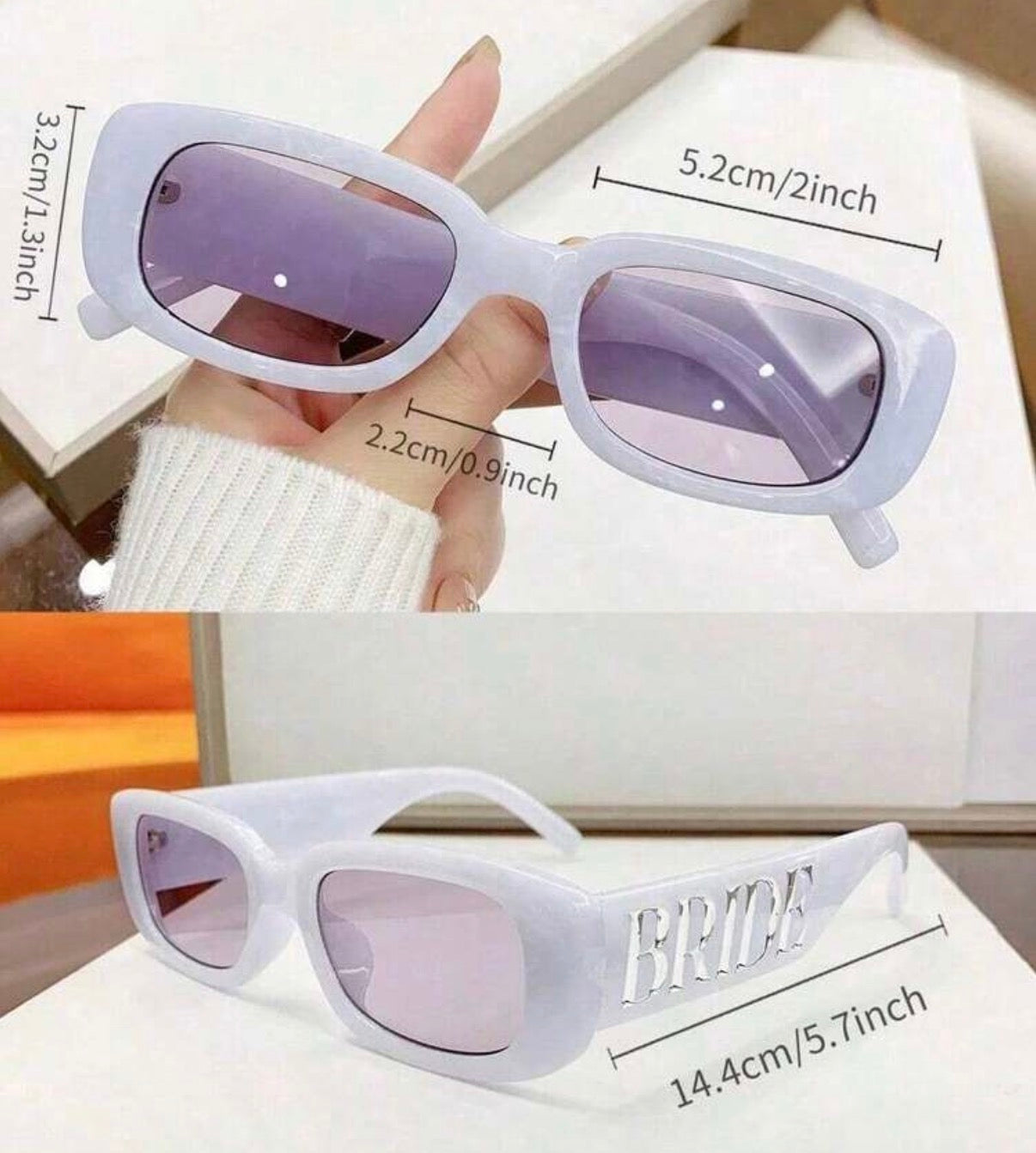 White “BRIDE” Sunglasses