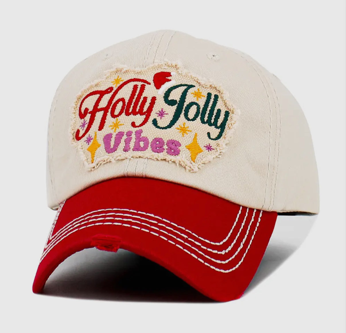 “Holly Jolly Vibes” Adjustable Baseball Hat