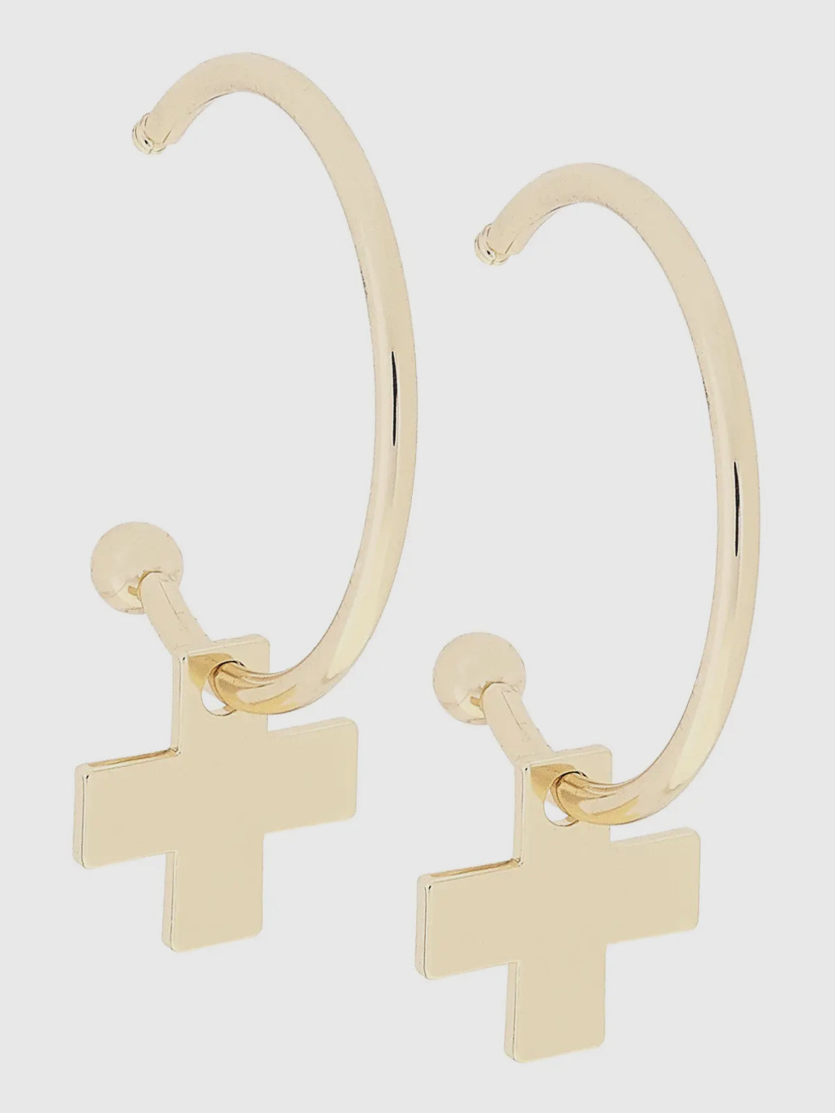 Blythe Cross Drop Hoop Earrings in Shiny Gold
