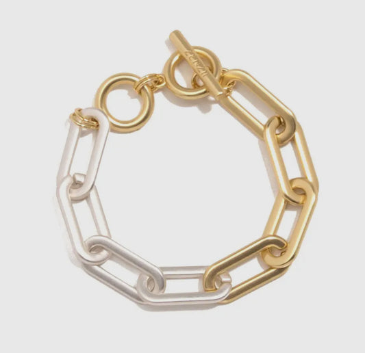 Two-tone Matte Cable Link Toggle Bracelet