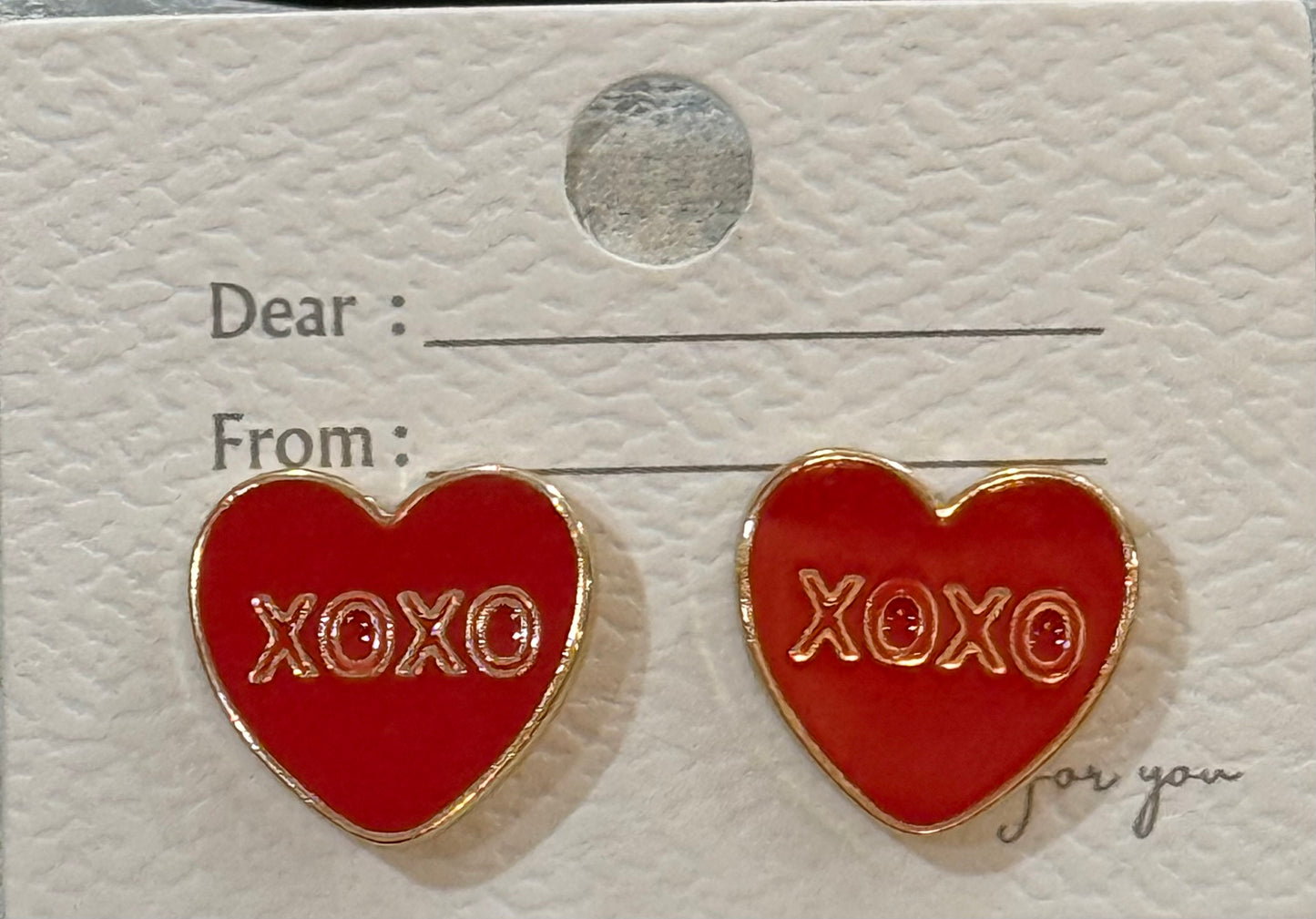 “XOXO” Red & Gold Heart/Valentines Earrings