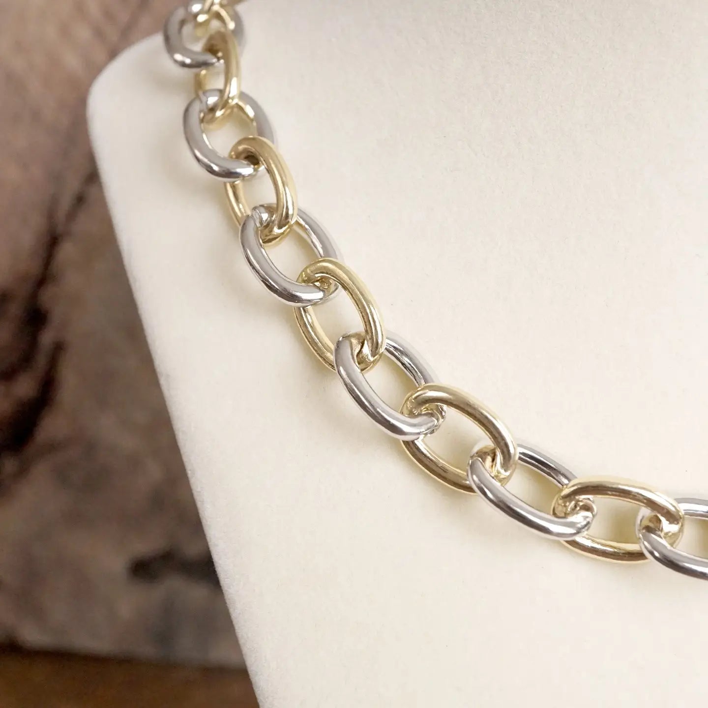 Chunky Two-Tone Chain Necklace - Perfect for Layering
