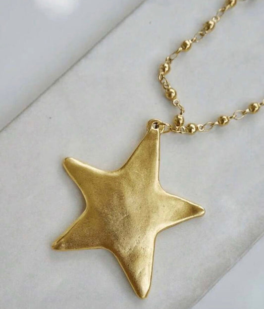 Gold Chain with Gold Ball Accents with Star Pendant