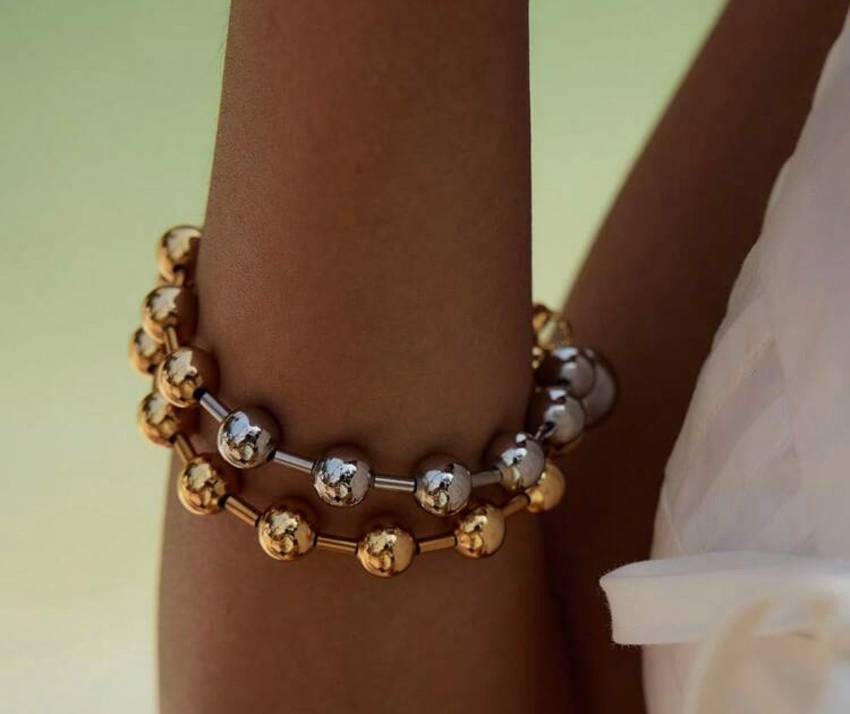 Two-Tone Stainless Steel Ball Chain Bracelet