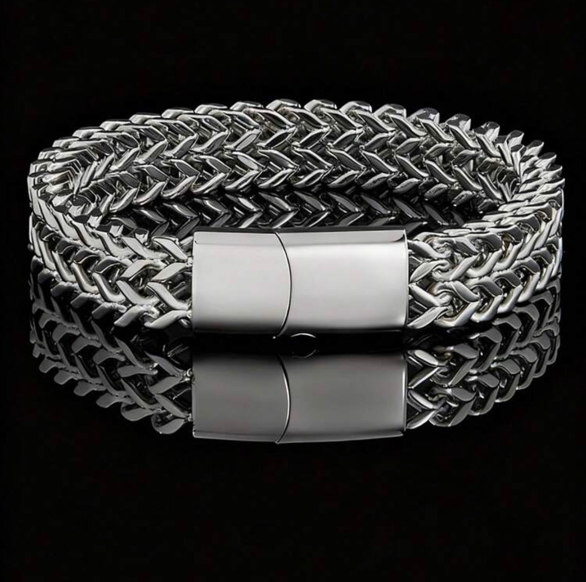 Men’s 8.07” Stainless Steel Braided Double Row Bracelet