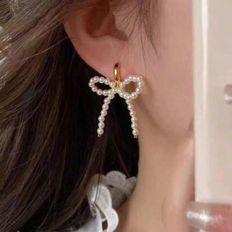 Pearl Bow Earrings