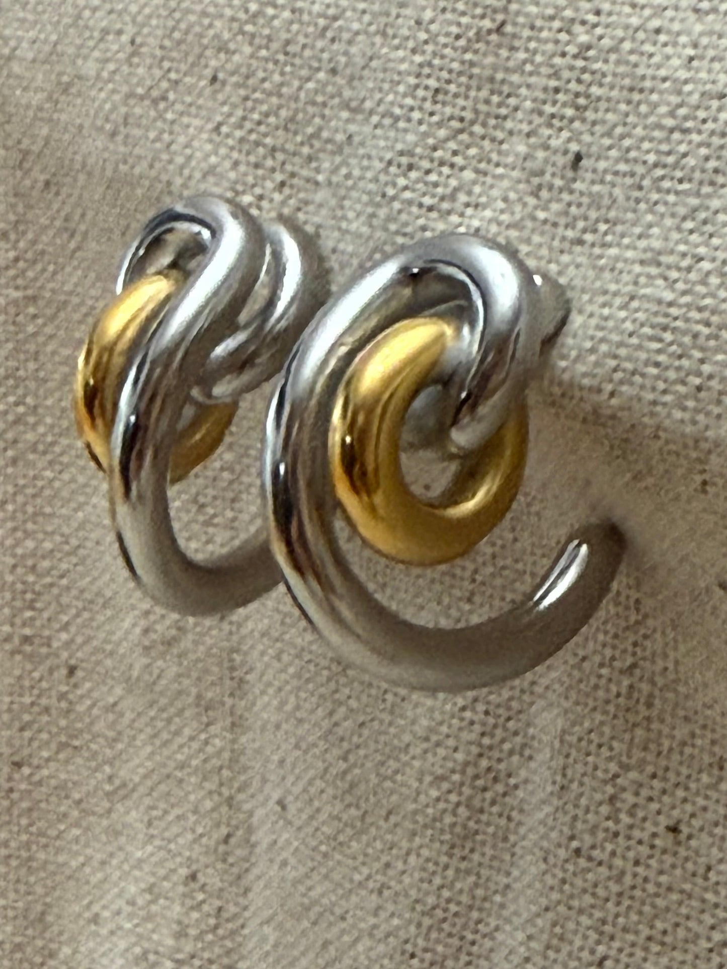 Two-Tone Intertwined Artsy Hoop Earrings