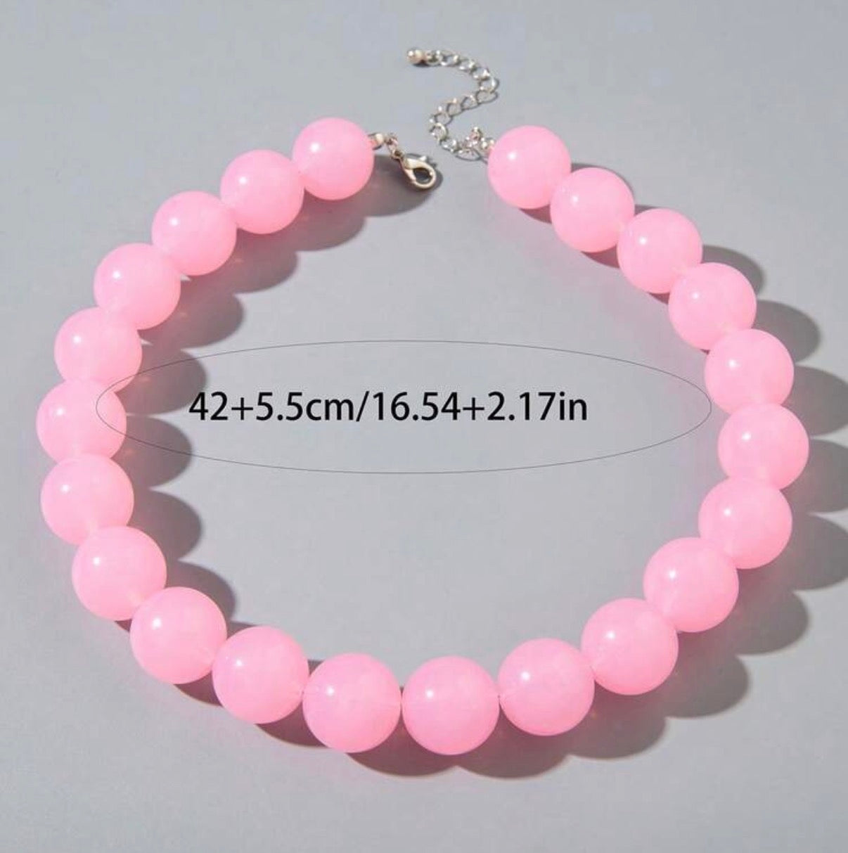 Fun, Stylish & Chic Bohemian Candy-Colored Acrylic Beaded Necklace 
(Pink Sunset)