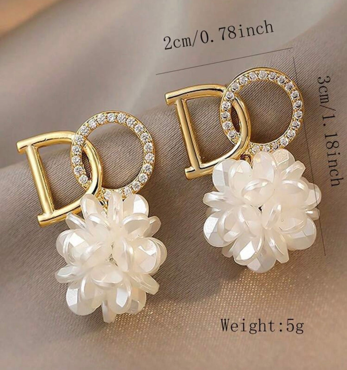 “I Do” White Bridal Earrings with Gold & Rhinestone Embellishment