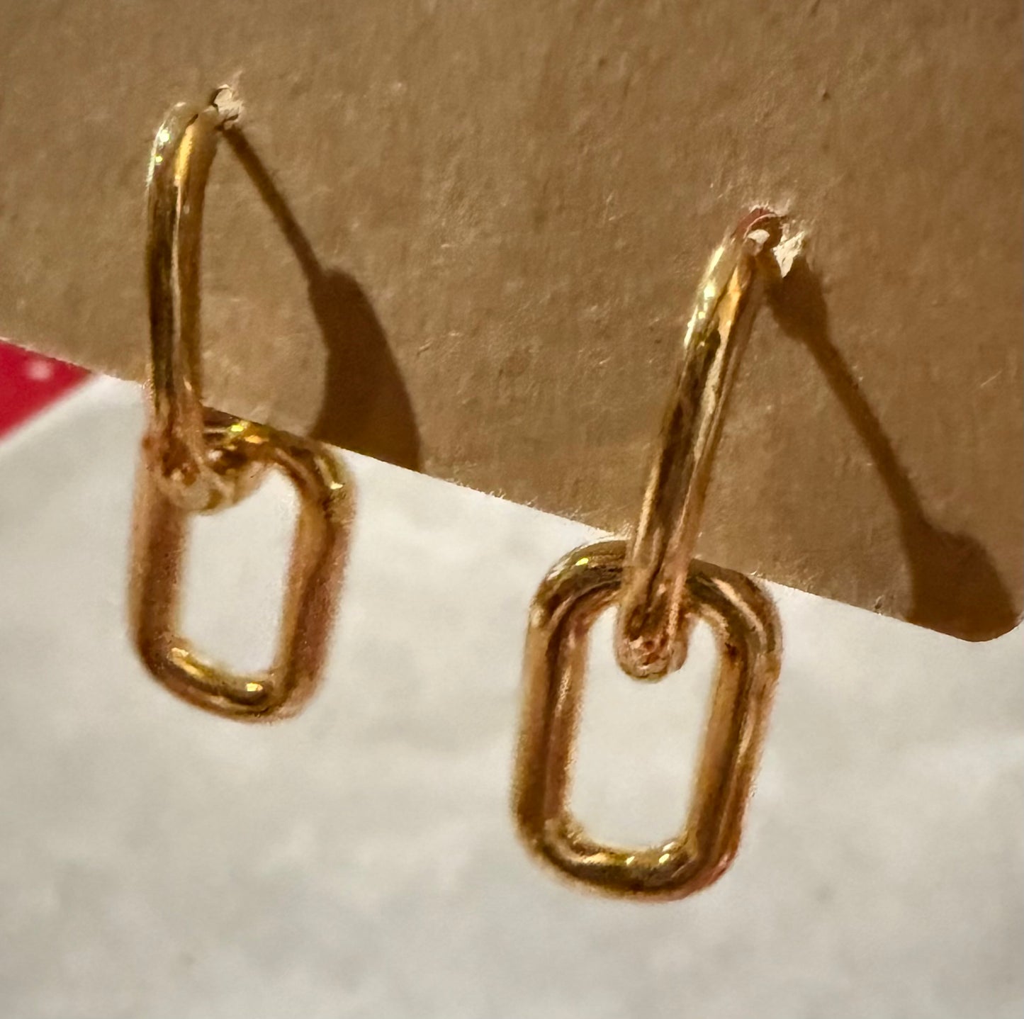 Gold Double Chain Link Drop Huggie Earrings