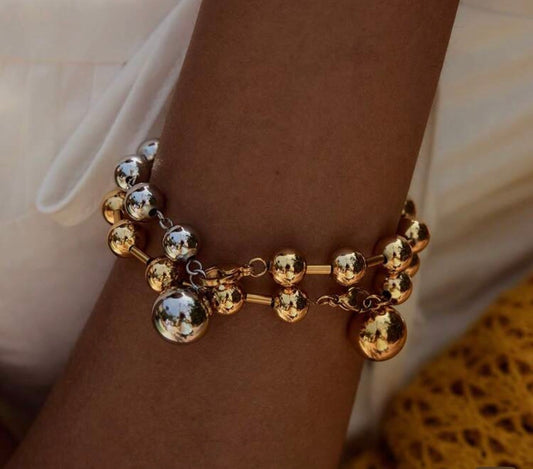 Two-Tone Stainless Steel Ball Chain Bracelet