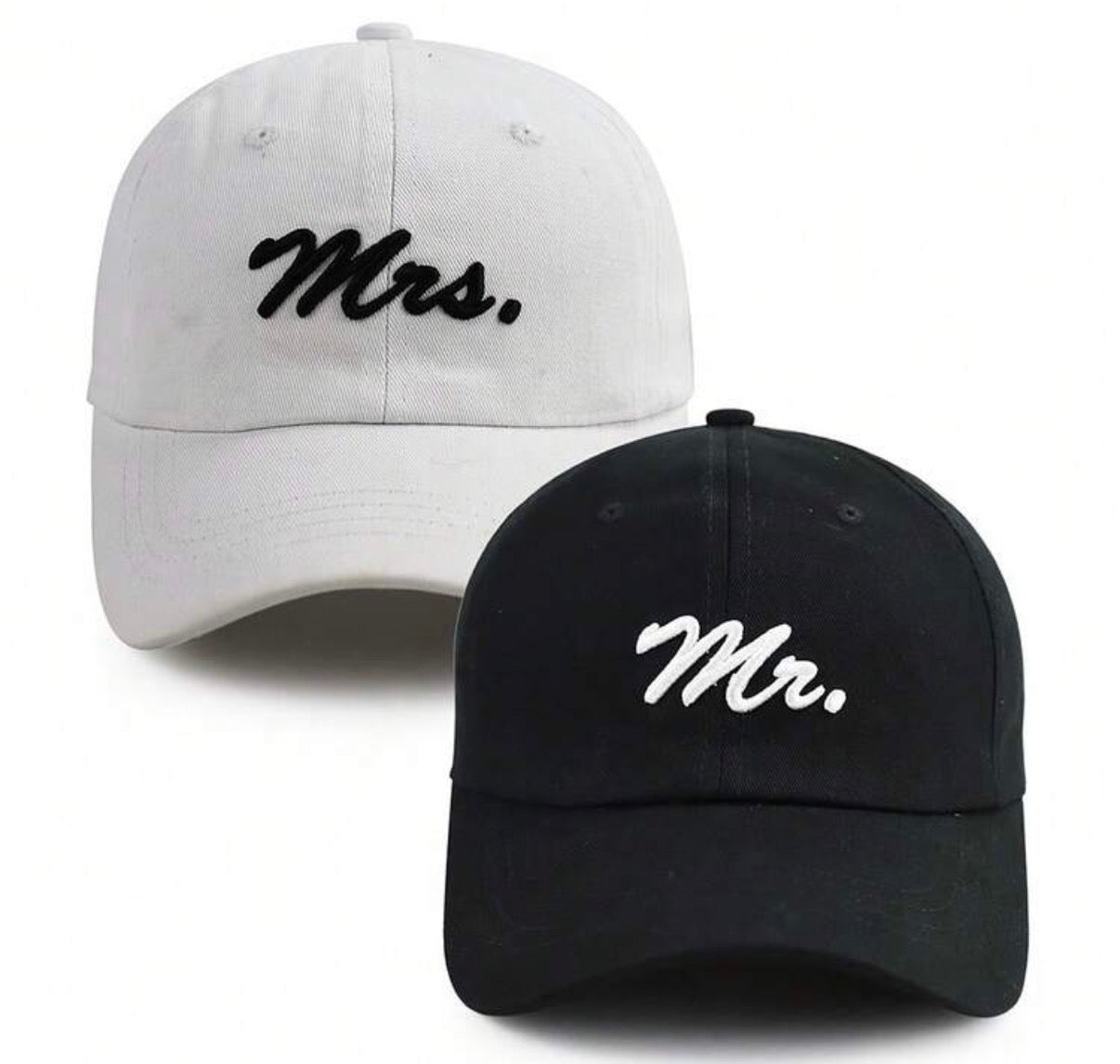2 pc. Mr & Mrs Baseball Caps (Smaller Font)
