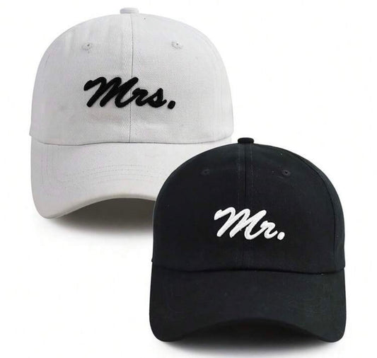 2 pc. Mr & Mrs Baseball Caps (Smaller Font)