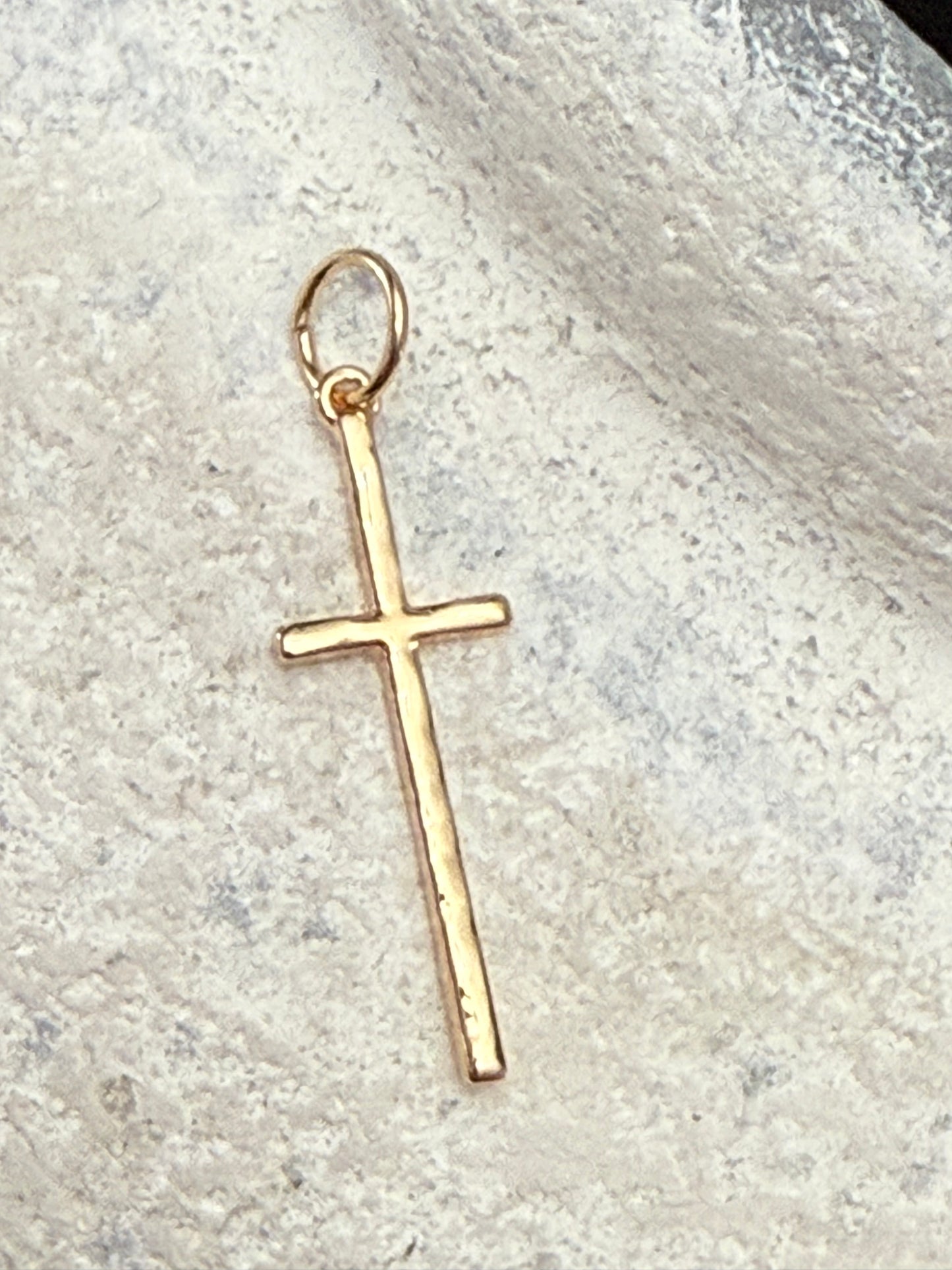 Gold Long, Thin Cross Charm