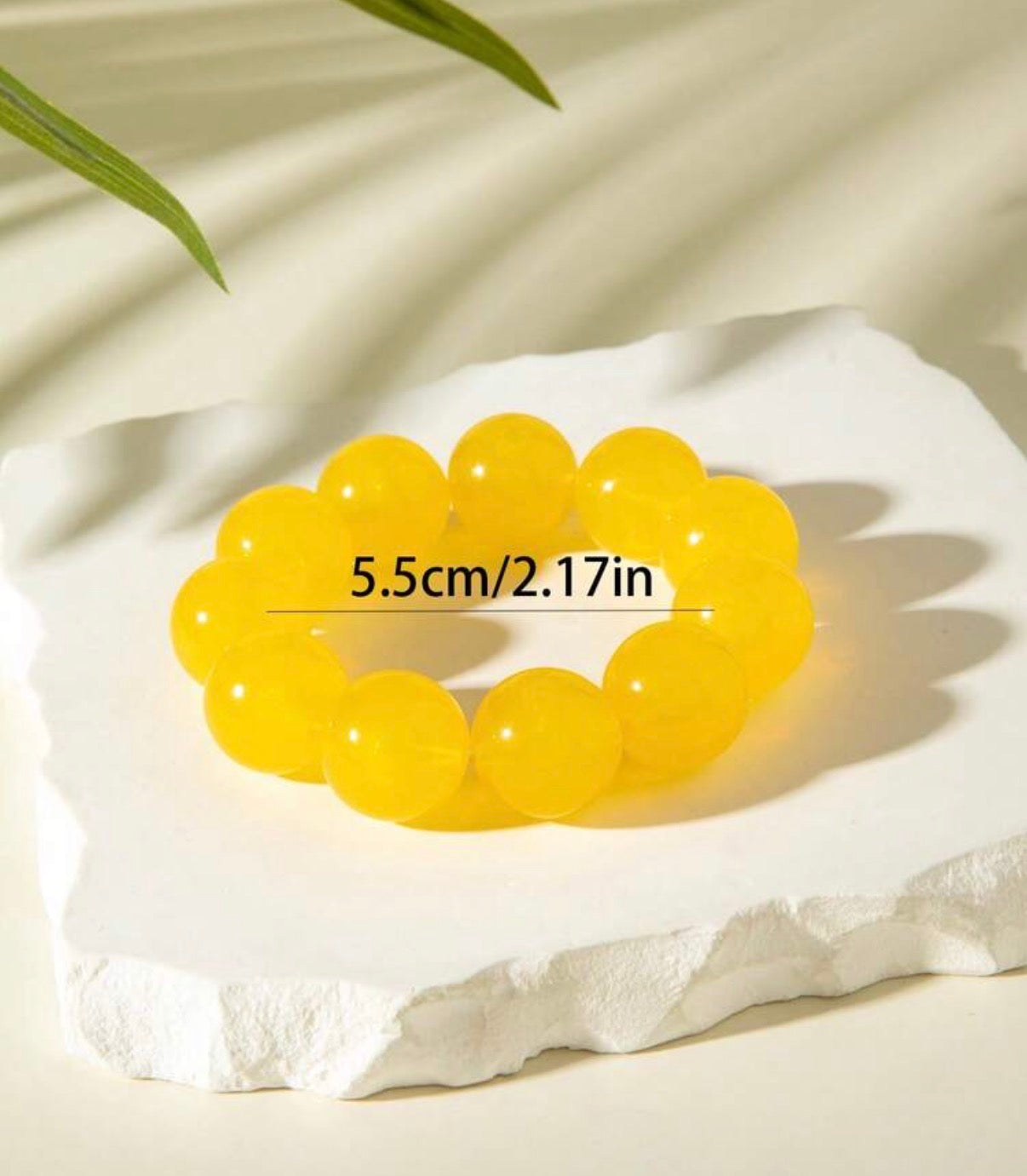 Fun, Stylish & Chic Bohemian Candy-Colored Acrylic Beaded Stretch Bracelet (Sunshine Yellow)
