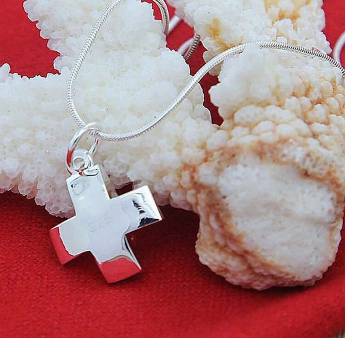16” Sterling Silver Necklace with Cross Pendant
