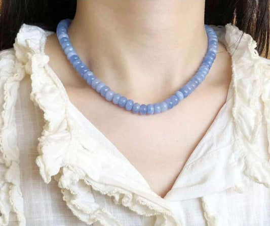 Blue Beaded Gemstone Boho Choker Necklace
