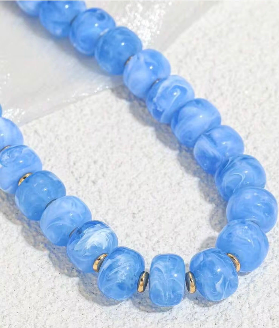 Vibrant Blue Abacus Beaded Resin Necklace