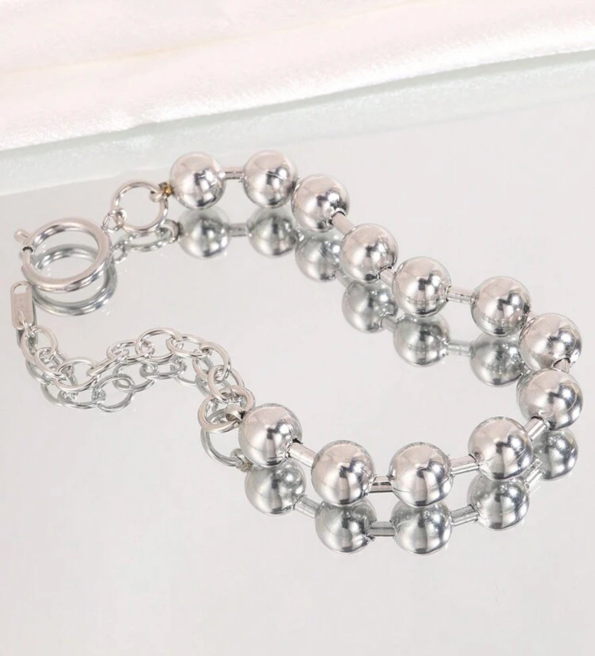 Silver Steel Ball Bracelet