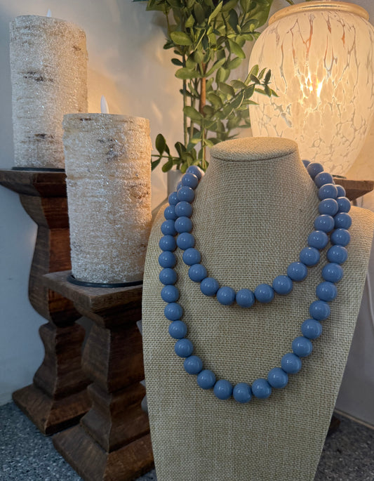 Periwinkle Blue Sky Beaded Necklace