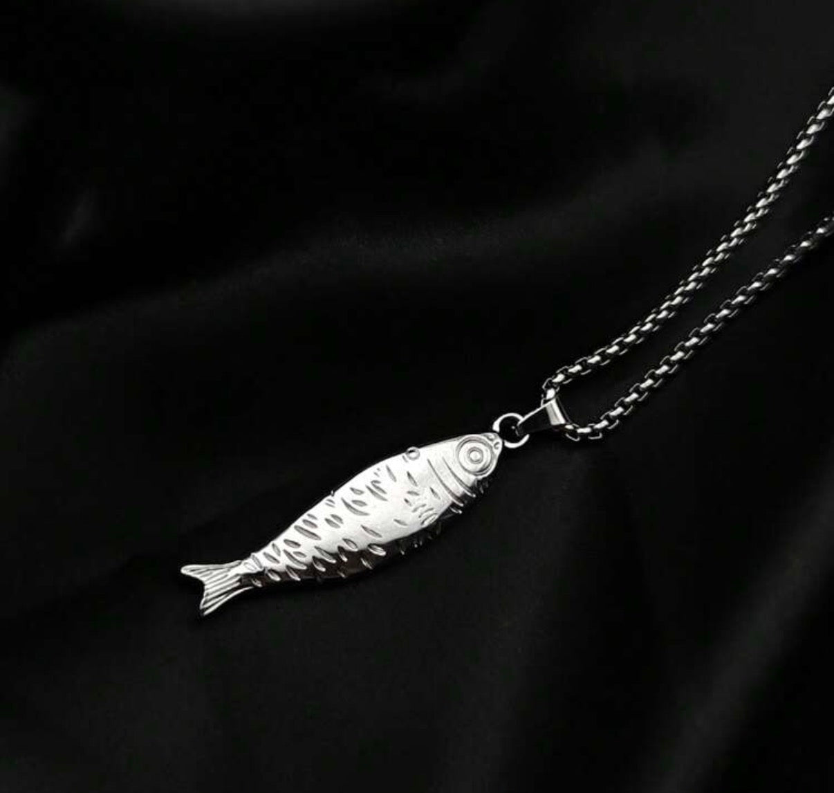 Stainless Steel, Silver, Dainty, Salted Fish Necklace