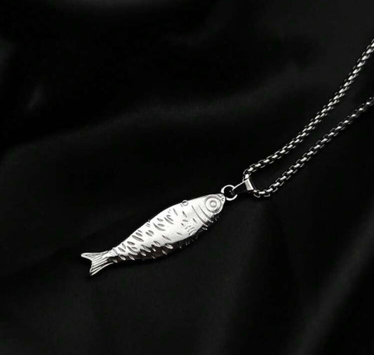 Stainless Steel, Silver, Dainty, Salted Fish Necklace