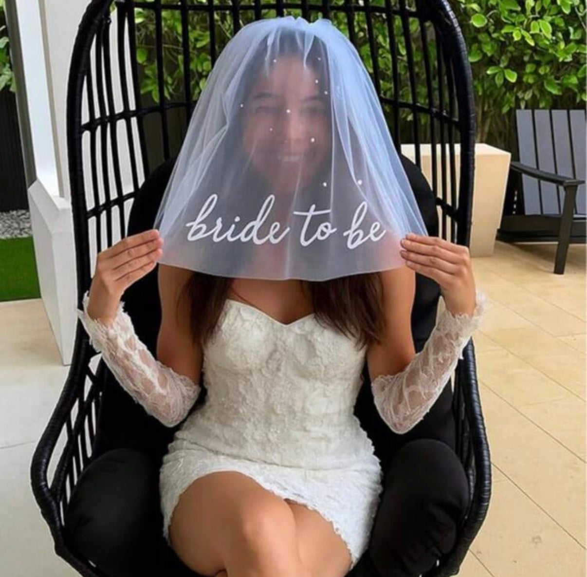 White Bride to Be- Bachelorette Veil