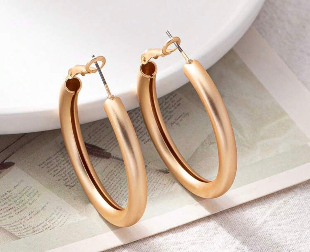 Matte Gold Large Hoop Earrings
