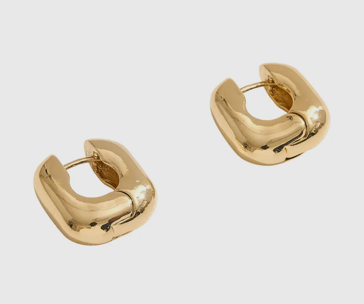 Gold Square Huggie Hoop Earrings