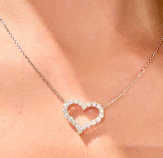 Eternal Heart Silver Moissanite Necklace