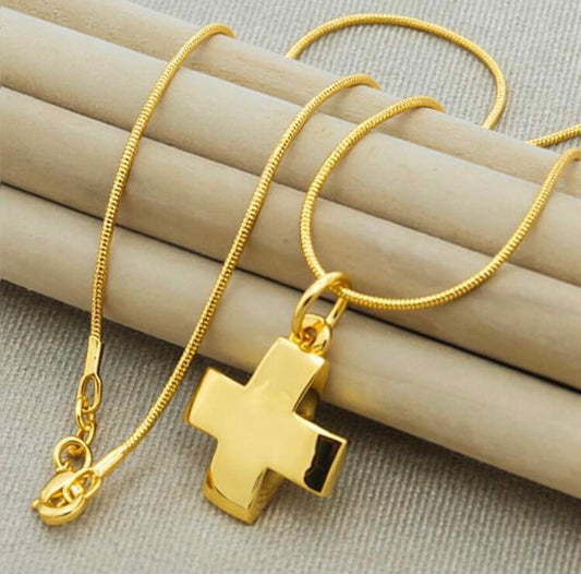 18k Gold Plated 18” Necklace with Cross Pendant